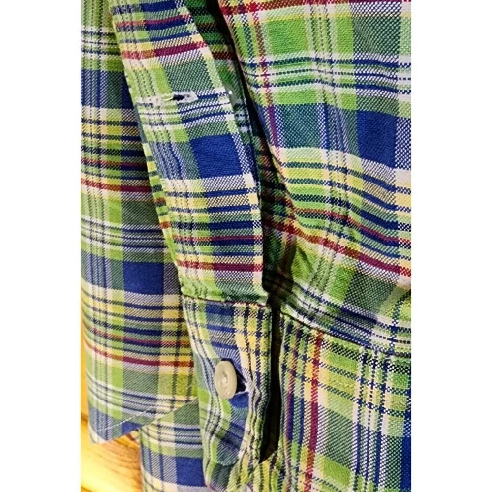 Polo Ralph Lauren Button Down Flesh Pony Men’s Shirt Size XL Cotton Green Plaid